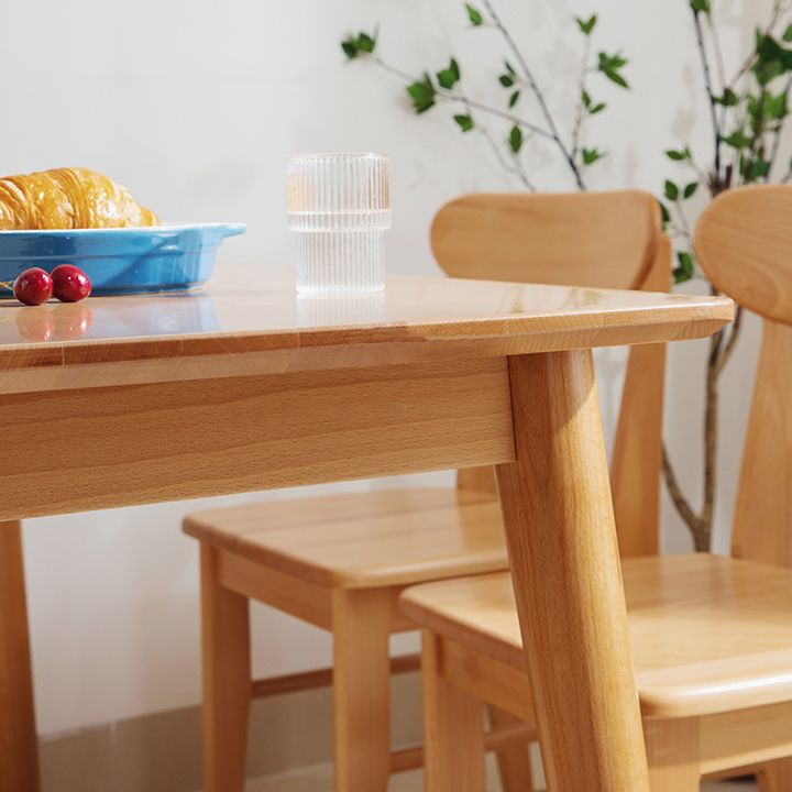 Rectangle Solid Wood Dining Table Modern Beech Wood Table in Nature with 4 Legs