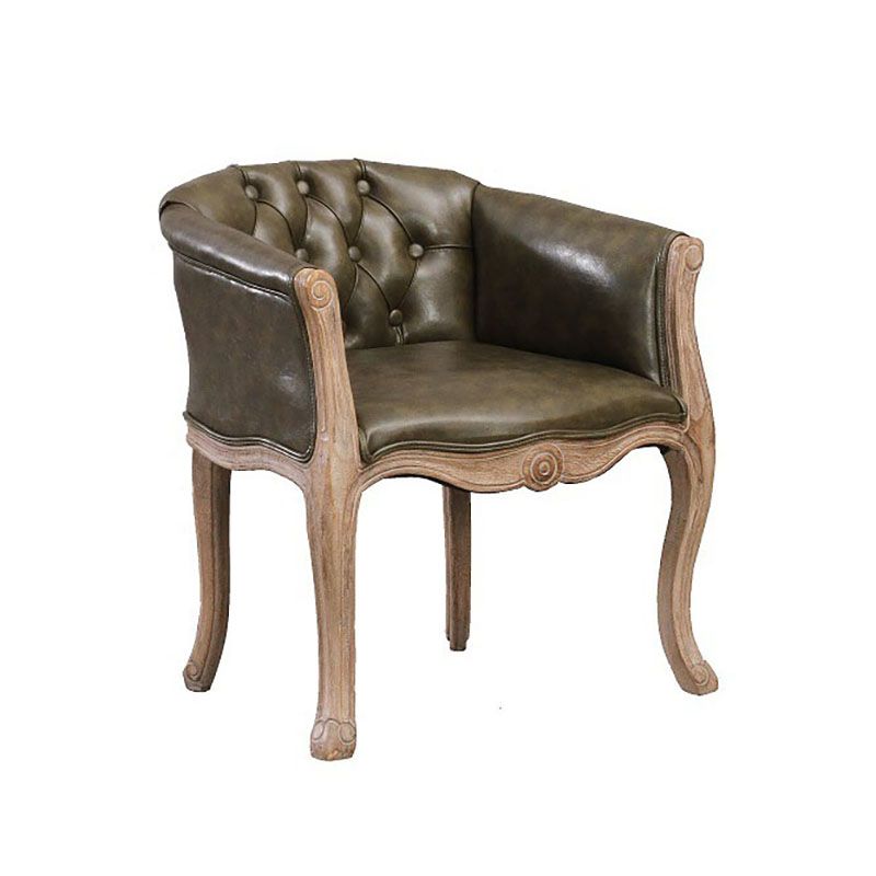 Farmhouse Balcony Upholstered Arm Chair Matte Finish Solid Back Dining Chair