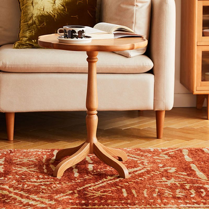 Modern Accent Side Table Naturally Shaped Natural Solid Wood 4 Legs Living Room