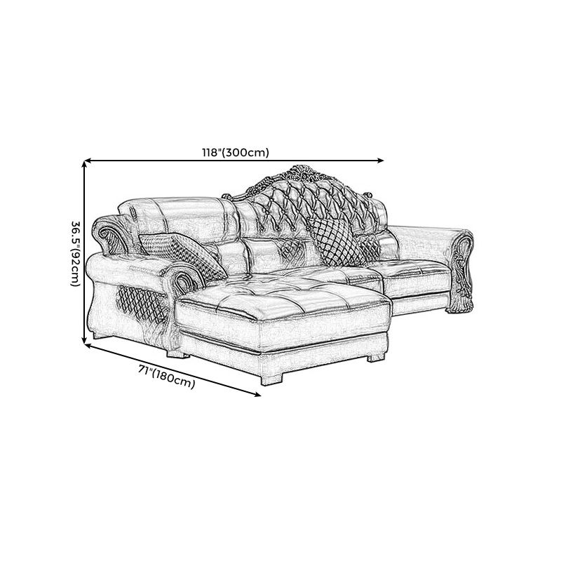 Genuine Leather Rolled Arm Sectional 36.22"High Camel Back Sofa, Dark Brown