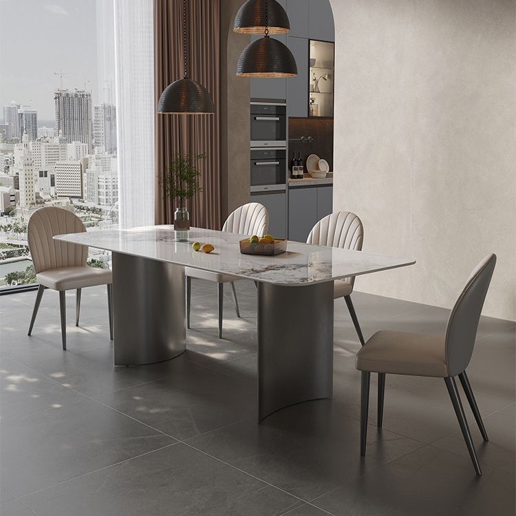 Contemporary Side Chair Metal Solid Back Dining Room Chair for Indoor