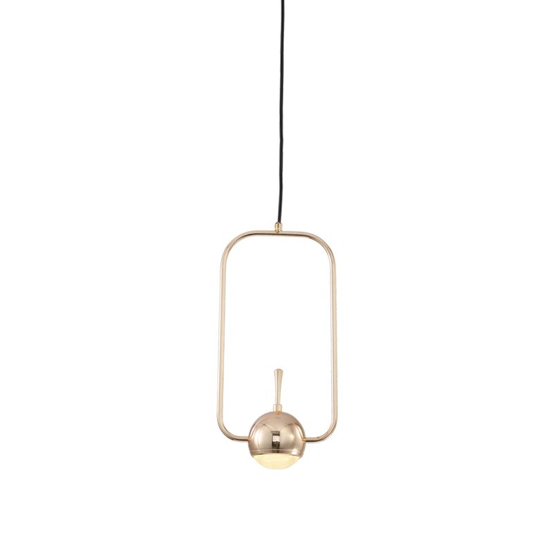 Minimalist LED Pendant Ceiling Light Rose Gold Round/Triangle/Rectangle Down Lighting with Dome Acrylic Shade