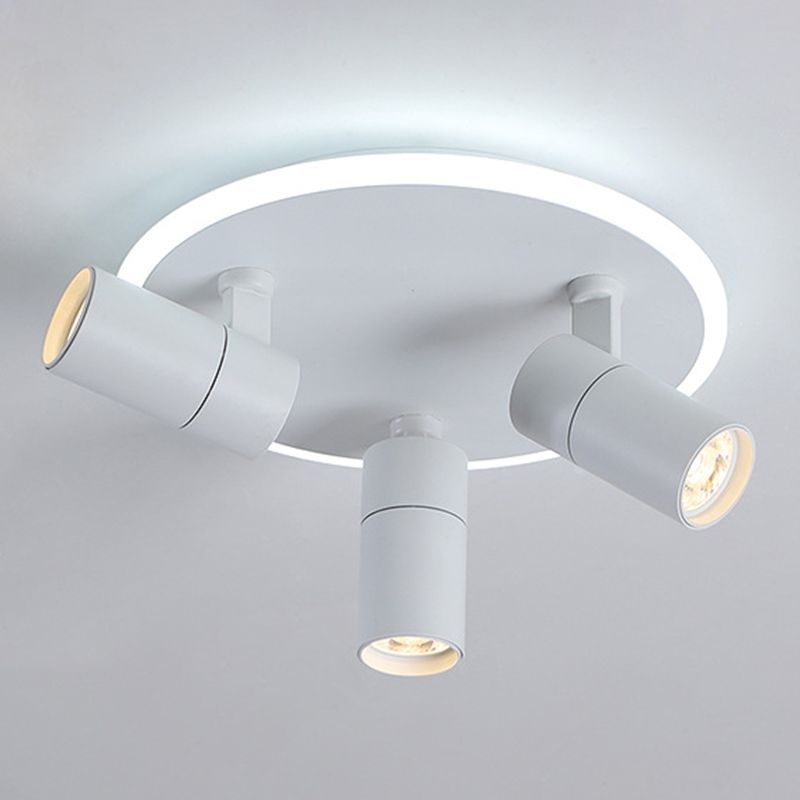 Modern 3-Light LED Flush Mount Lighting Track Light White Spotlight Round Light for Bedroom or Balcony