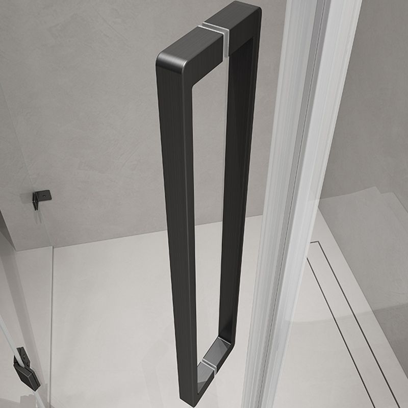 Semi Frameless Shower Door Hinged Tempered Glass Shower Door in Black
