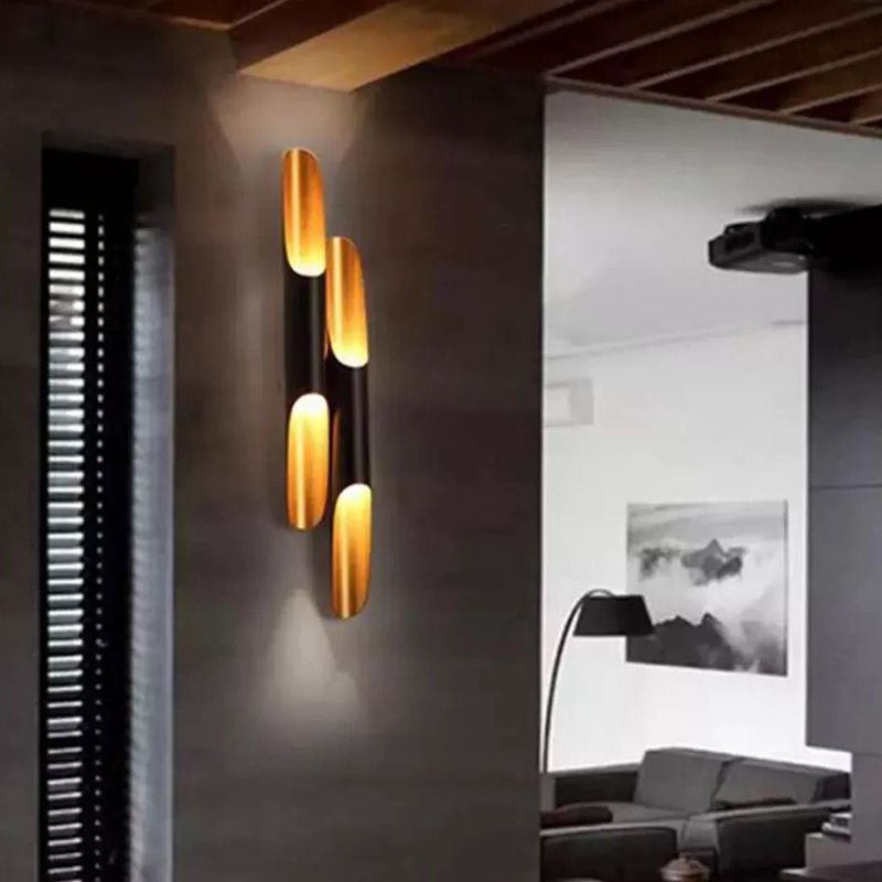 Schwarz -Gold -zylindrische Wandleuchte im modernen Luxusstil lackierten Aluminiumwandleuchten