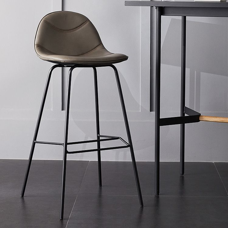Taburetes industriales de cuero para mostrador de hierro, taburetes de bar con respaldo bajo y 4 patas para cocina