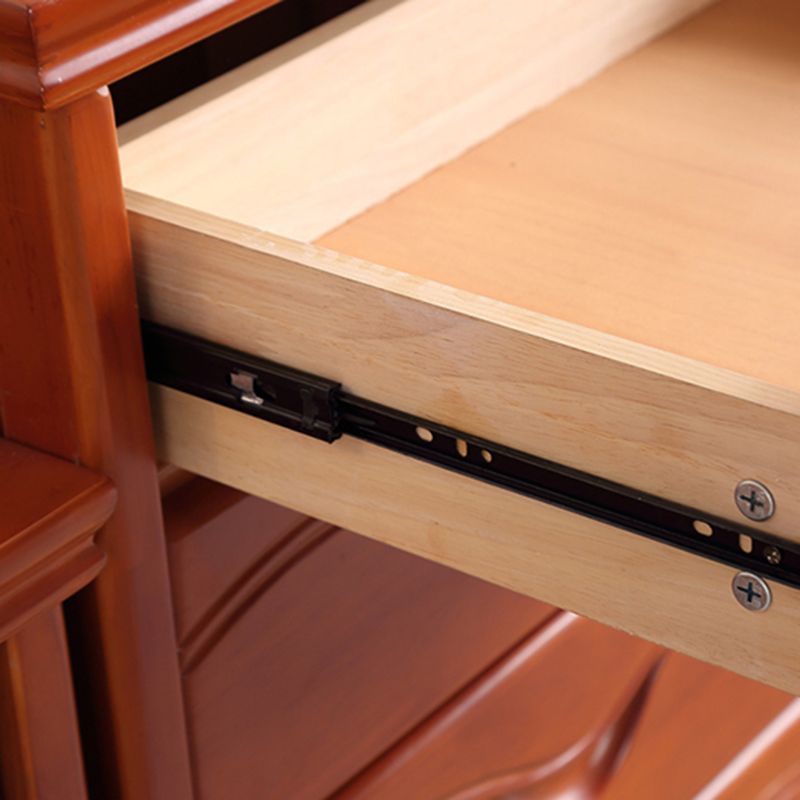Mid-Century Modern Brown Accent Chest with Drawers Chest in Rubberwood