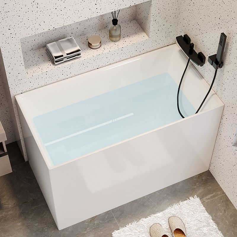 White Acrylic Bathtub Freestanding Soaking Rectangular Modern Bath