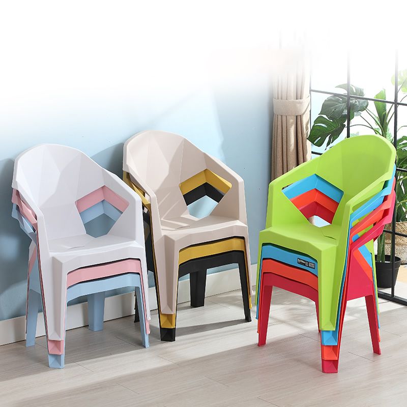 Contemporary Style Dining Chair Plastic Dining Arm Side Chairs for Kitchen (Set of 4)