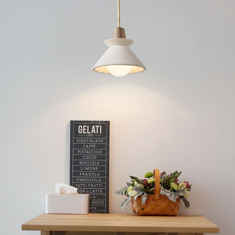 White Cone Pendant Lighting Fixture Nordic Style Cement Suspension Pendant Light