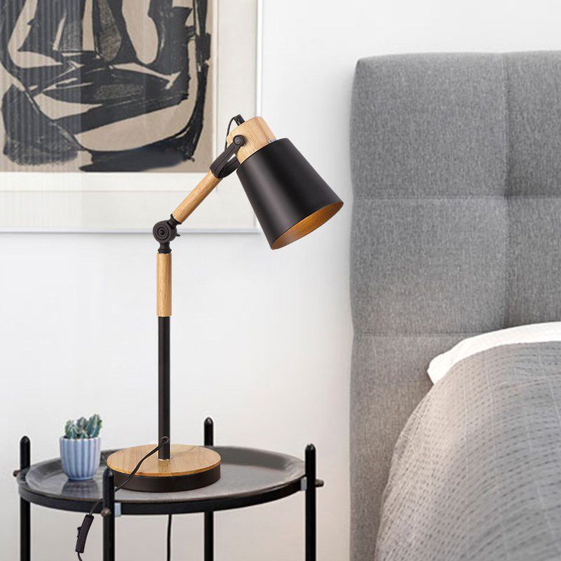 Lampada da tavolo Bell moderna in metallo con 1 lampadina, lampada da comodino bianca/nera per soggiorno