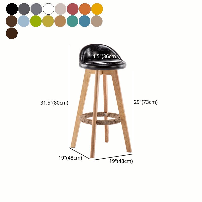 Modern Rotatable Backrest Counter Stool Wood Cafe Bar Stool with Cushion and Pedal