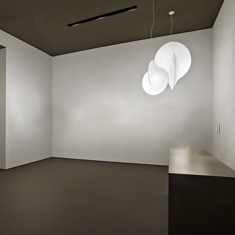 White 1-Light Nordic Designer Hanging Lamp Kit Geometric Silk Pendant for Study Room