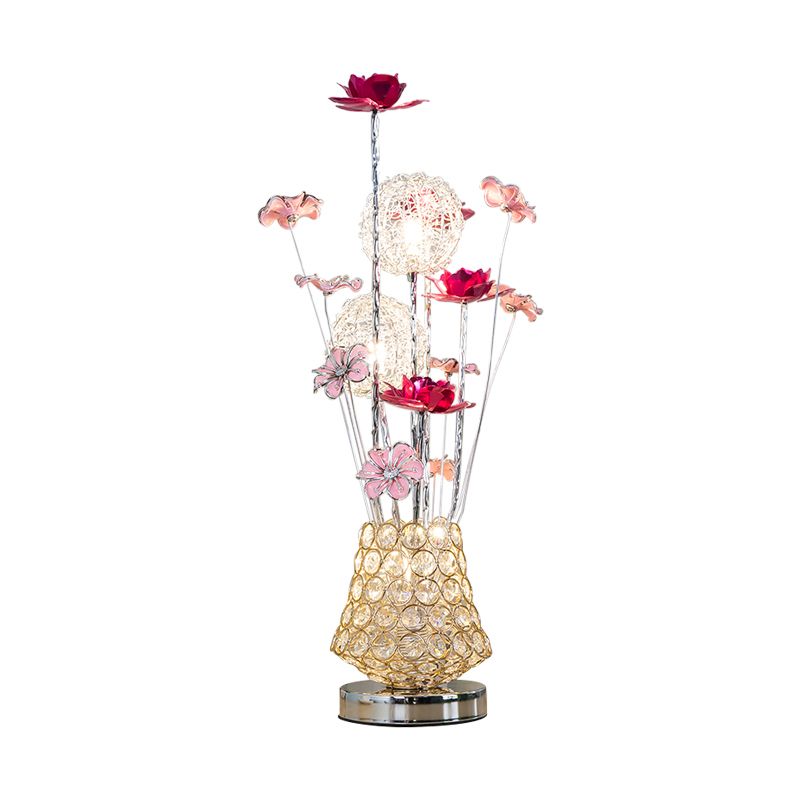 Kunstdekoration Rose und Löwenzahn Nachtlicht LED LED IRONISCHE TESEHEN LELLE LEICHNUNG MIT EBSETTE Kristallvase in Gold