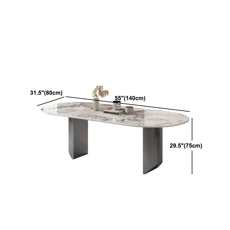 Stone Dining Table Traditional Luxury Dining Table with Double Pedestal