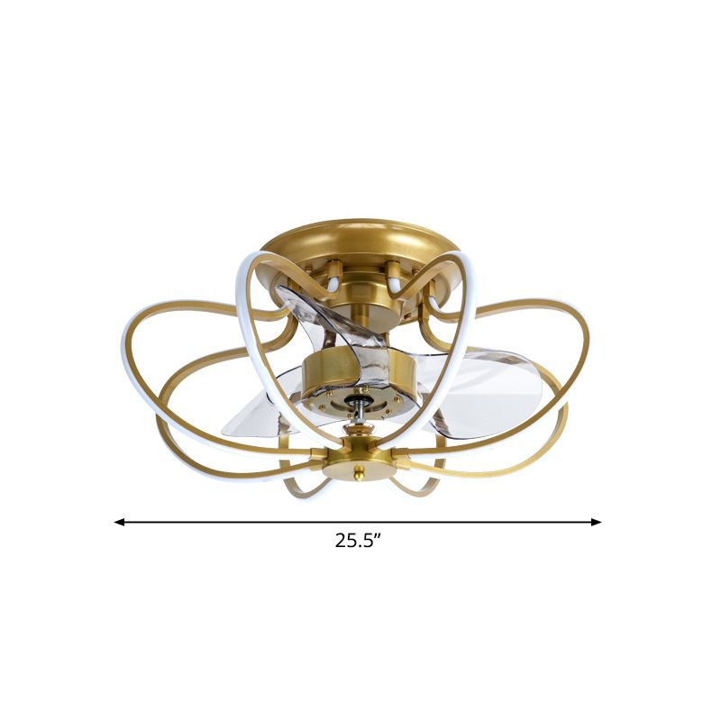 Minimalistische Käfig Deckenlüfter Leichtes Acryl -Esszimmer LED SEMI Flush Mount mit Fernbedienung