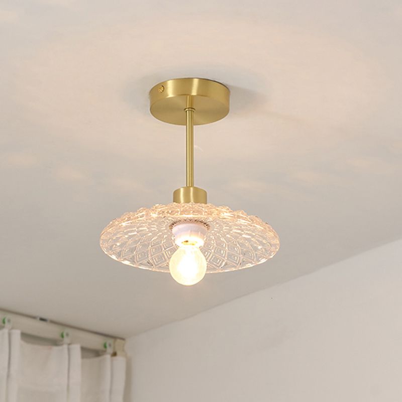 Modern Metal Ceiling Light Geometric Shape Flush Mount with Glass Shade for Living Room