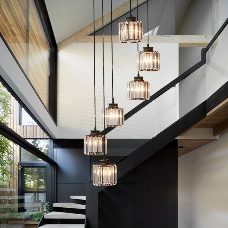 Modern Style Cylinder Shape Hanging Lights Crystal Hanging Light Fixtures