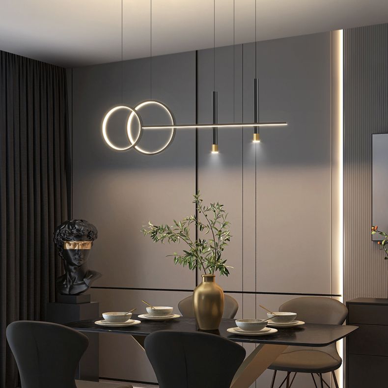 Silicone LED Linear Island Pendant Light in Modern Creative Style Wrought Iron Pendant Light for Interior Spaces