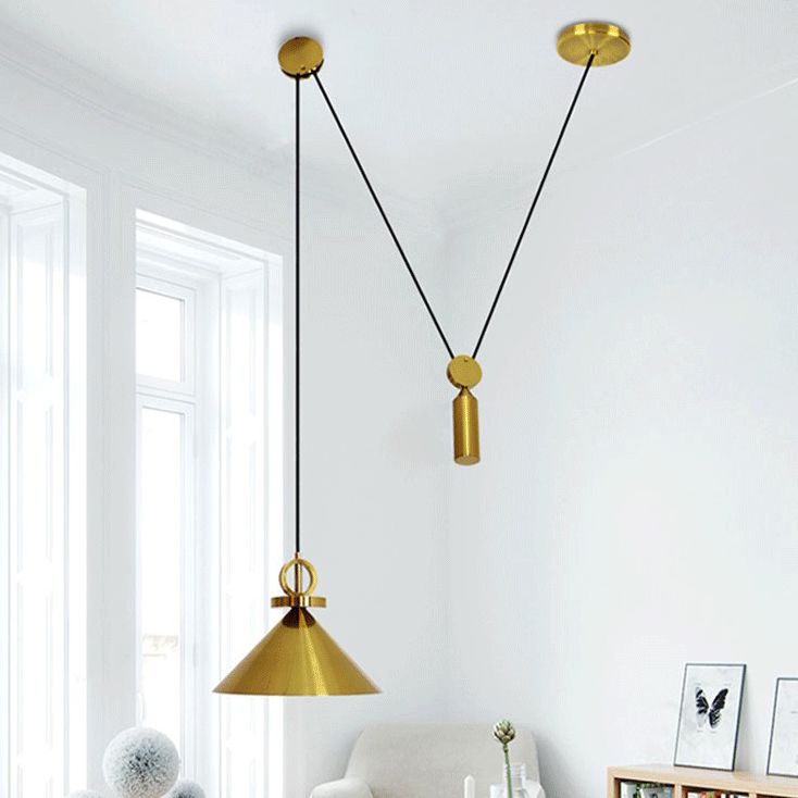 Metal Suppension Colgante Luz de oro moderno Down Lighting para comedor