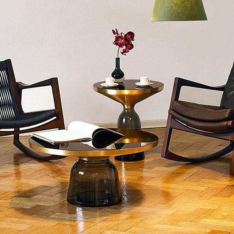 13.7"/20.8" Tall Modern Glass Pedestal Round Table Top Coffee Table
