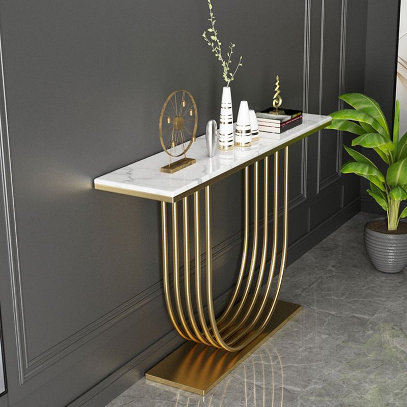 Glam Marble Console Table Rectangle Console Accent Table for Hall