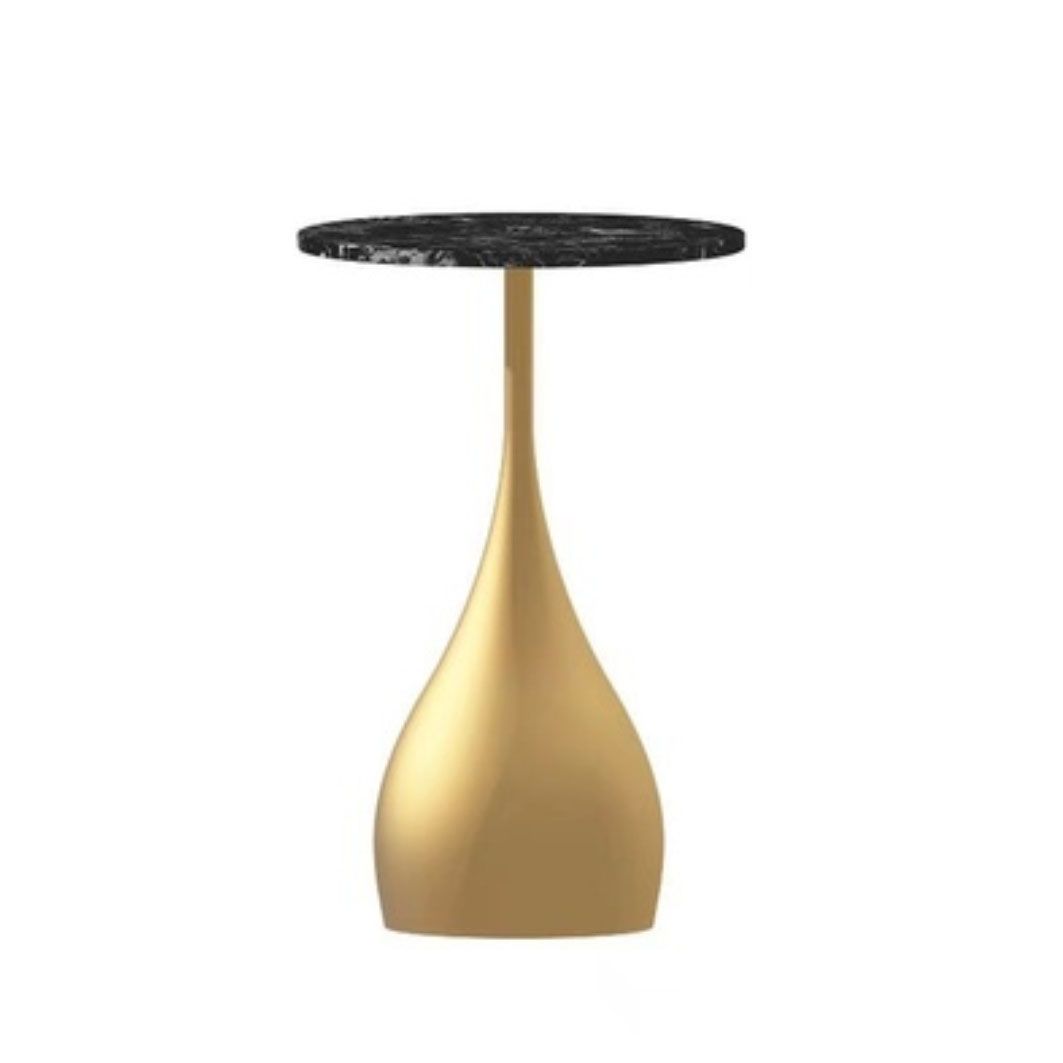 Contemporary Style Round Side End Table Metal Pedestal Sofa Side Accent Table