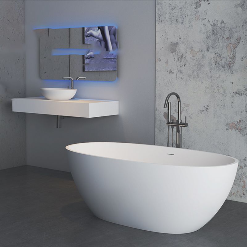 Stone Soaking Bathtub Antique Finish Back to Wall Oval Bath Tub