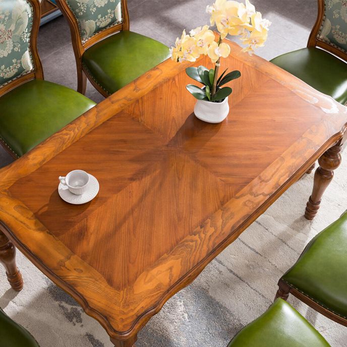 Medieval Modern Rubber Wood Table 51.5"L Rectangle Table with Wooden 4 Legs