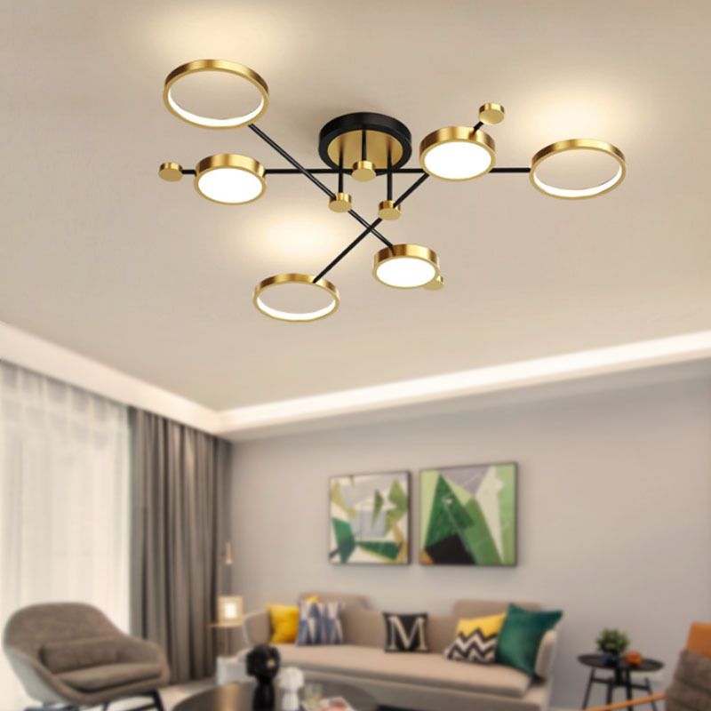LED POSTERNO LIGHT LIGHT ANILLO NEGRO Y GOLDO SEMI FLUSH LIGHTIVE PARA SALA