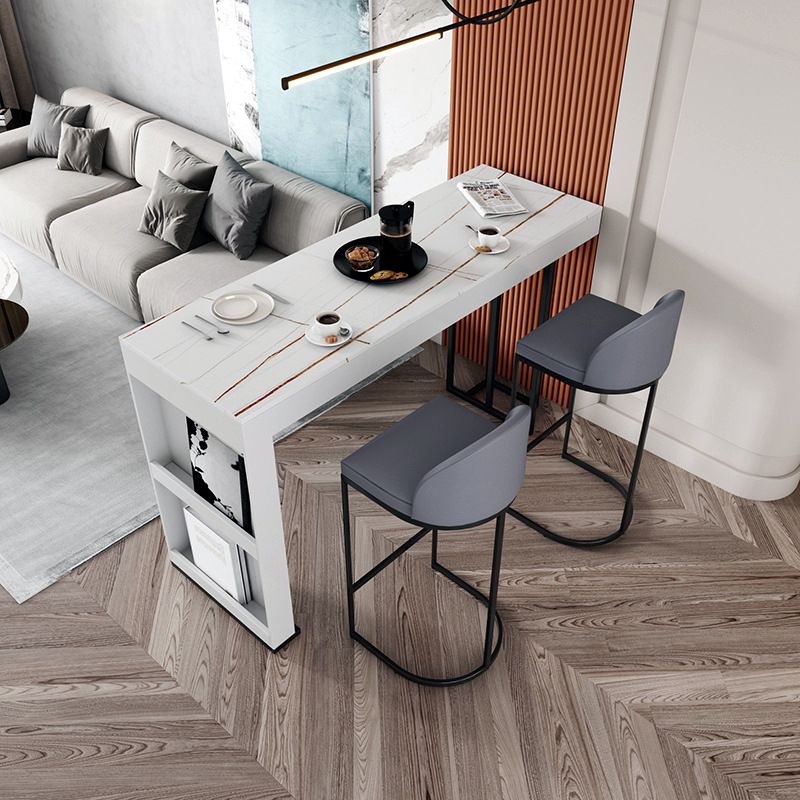 Glam 1/3/4 Pieces Bar Table Set Rectangle Bar Table with Metal High Stools