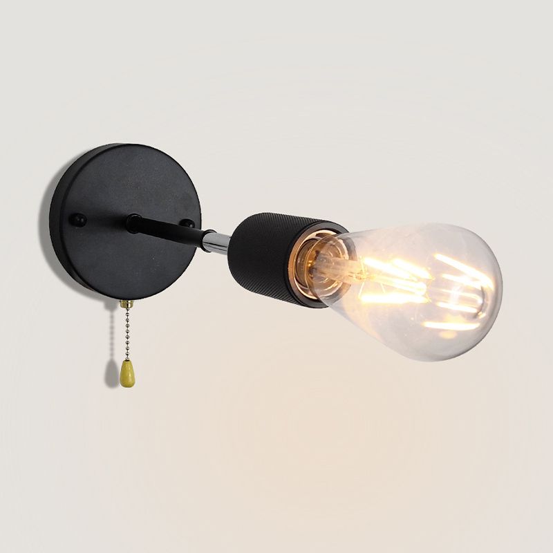 Industrial Tapered Shape Wall Mount Light Fixture Metal 1 Light Sconce Lamp in Black