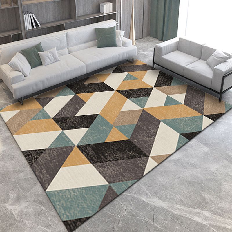 Wealthy Modern Rug Gold Graphic Indoor Rug Washable Rug for Drawing Room