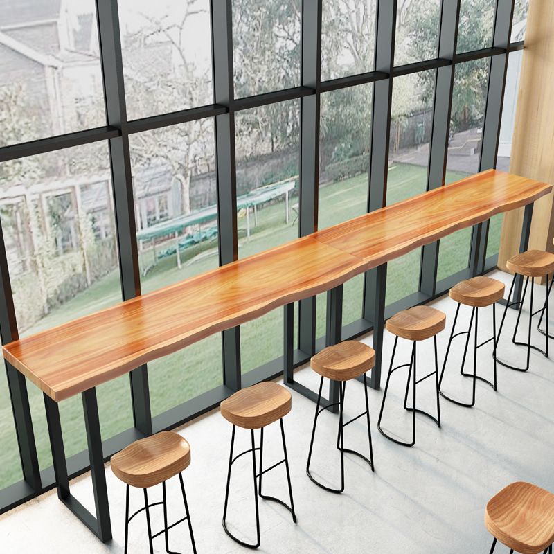 Industrial 1/2/7 Pieces Bar Table Set Rectangle Wood Bar Table with High Metal Stools