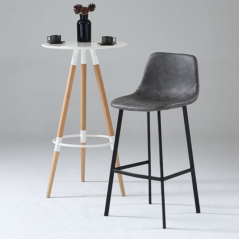 Nordic Style Leather Upholstered Barstool 4 Legs Bar Stool for Dining Room