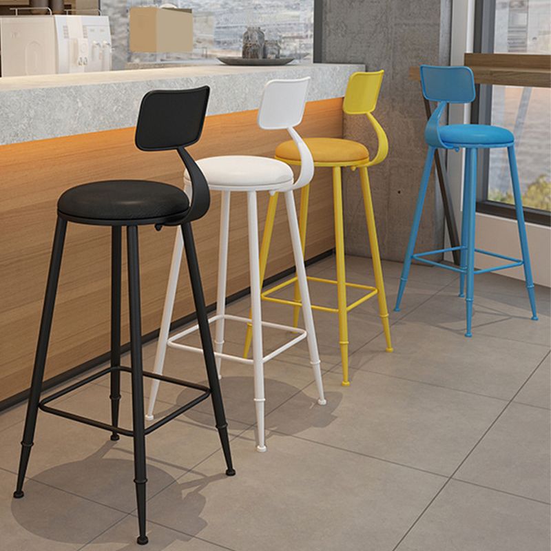 Scandinavian Metal Barstool Leather Barstools in Matte Finish for Indoor