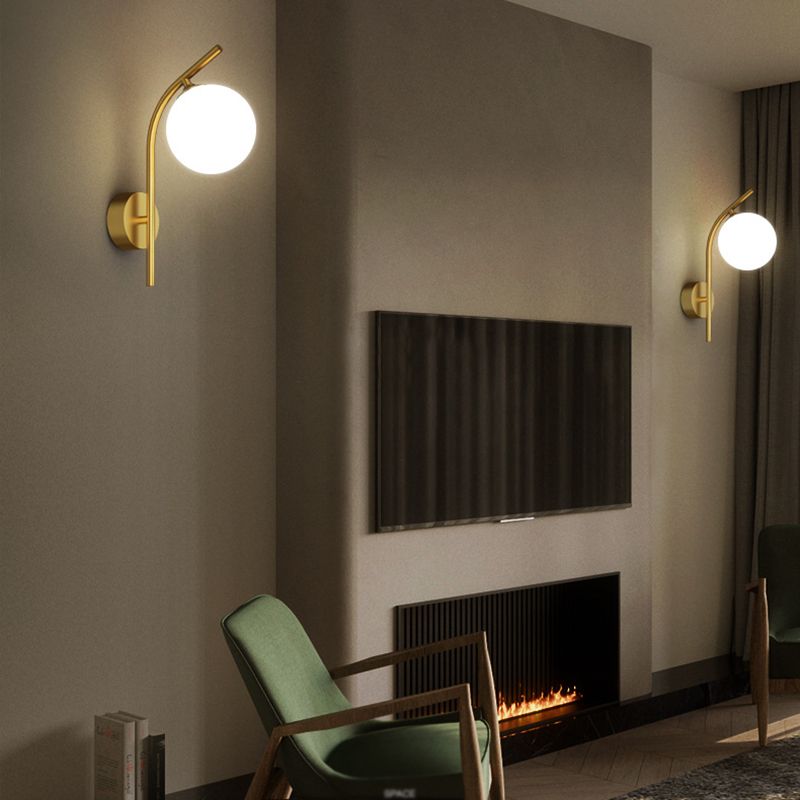 1 Light Ball Wall Sconces Modern Style Glass Wall Mounted Lamps
