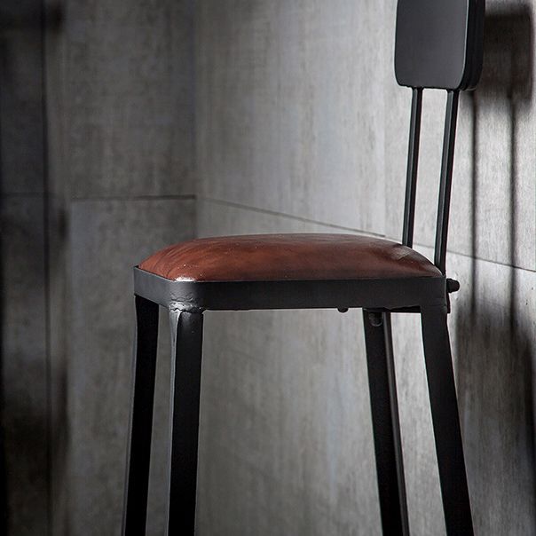 Industrial Leather Bar and Counter Stool Square Stool with 4 Legs