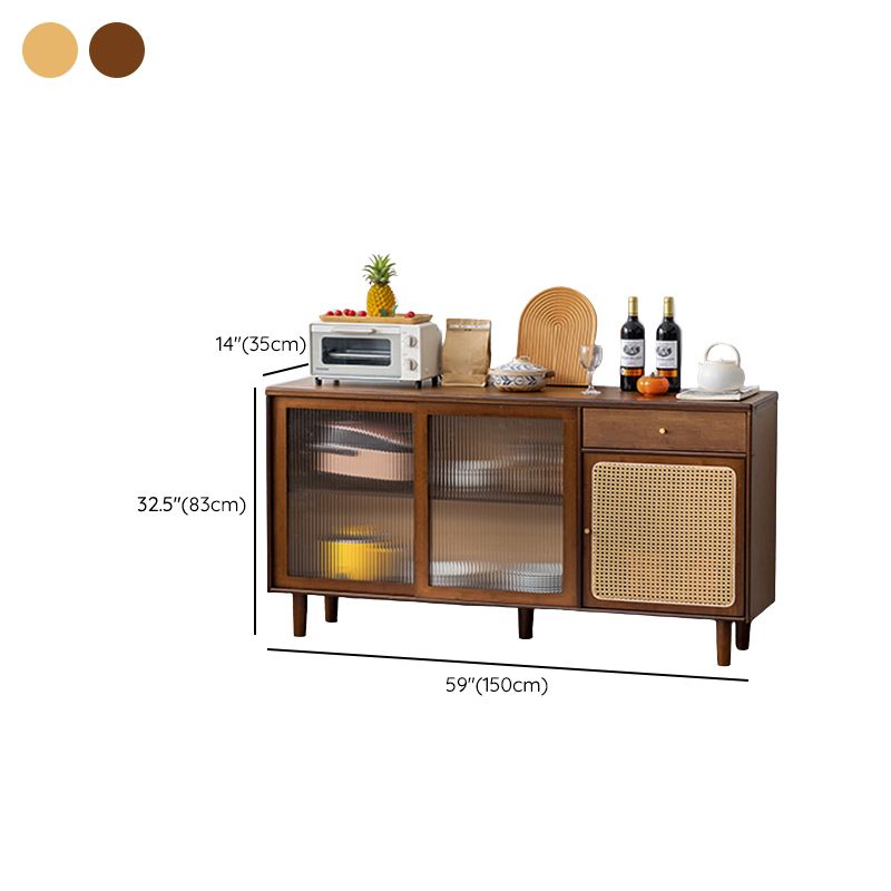 Farmhouse Glass Doors Sideboard Cabinet 32.7-inch High Buffet