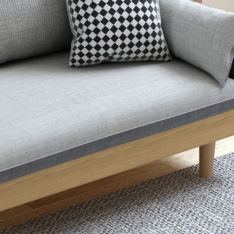 Stoff grau 3-Sitz-Quadratarmsofa Nordic mit 2 Kissen Liebeseat