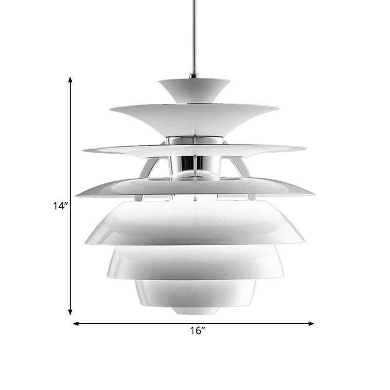 Tiered Ceiling Hanging Light with Pinecone Shade Nordic Aluminum 1 Light Dining Room Pendant Lamp in White