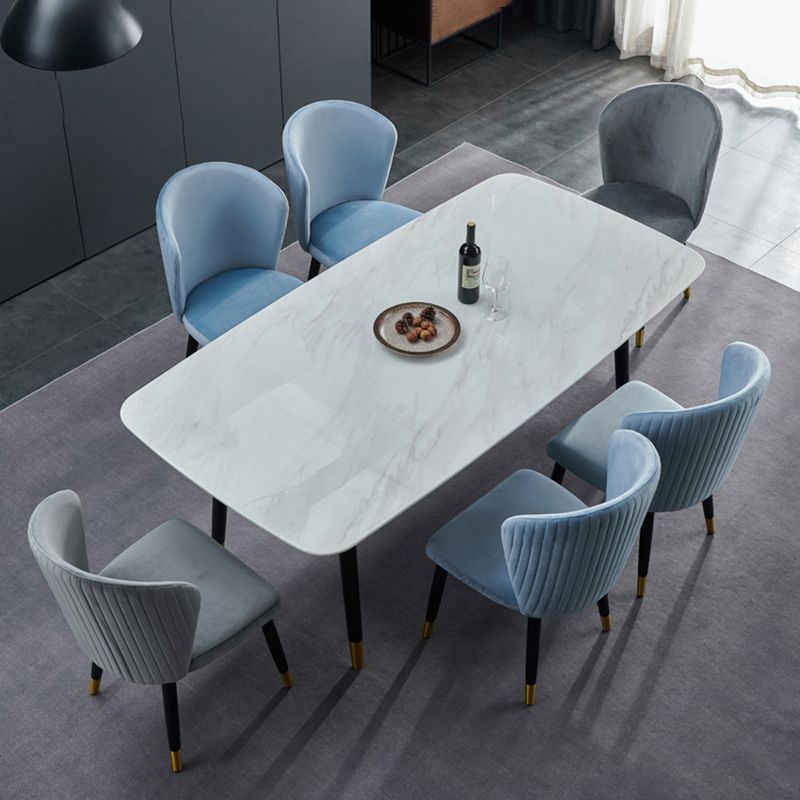 Sillas de comedor de madera Glam, sillas de comedor de terciopelo sin brazos para uso doméstico (juego de 2)