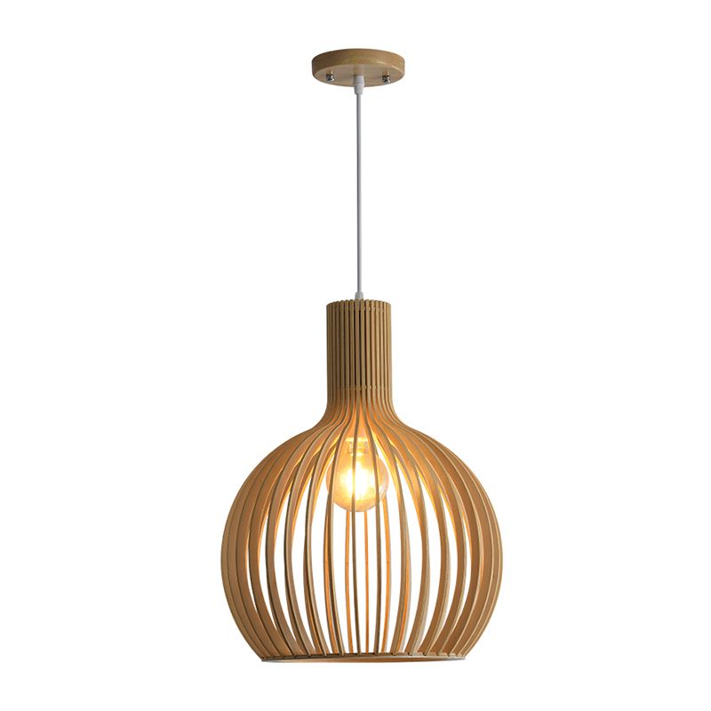 Geometric Shape Wood Hanging Light Modern Style 1 Light Hanging Light Fixtures in Brown
