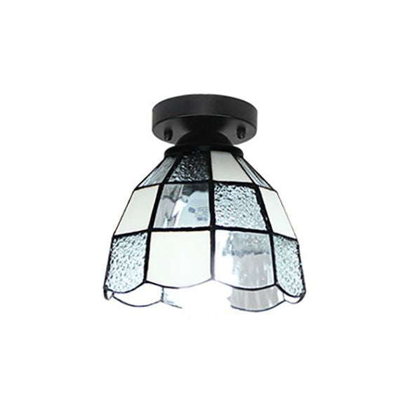 Tiffany Style Dome plafonnier Light Verre 1 Light Light Flush Plafond Light in Blanc / Bleu / Clear for Corridor