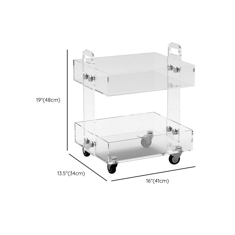 Ultra-Modern Plastic Rectangular End Table Double Tier Corner Table with Storage
