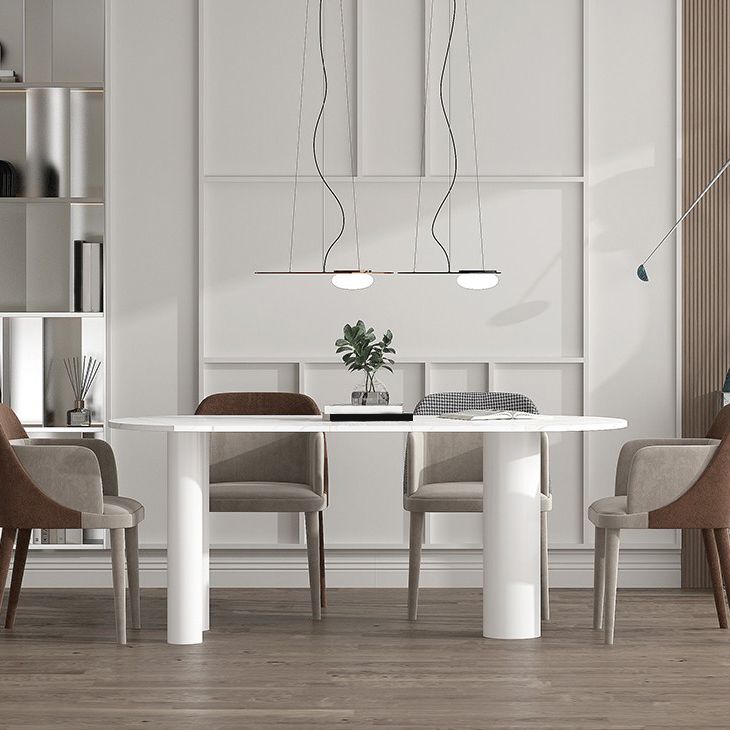 Mesa de comedor blanca contemporánea de metal mesa de piedra sinterizada para comedor