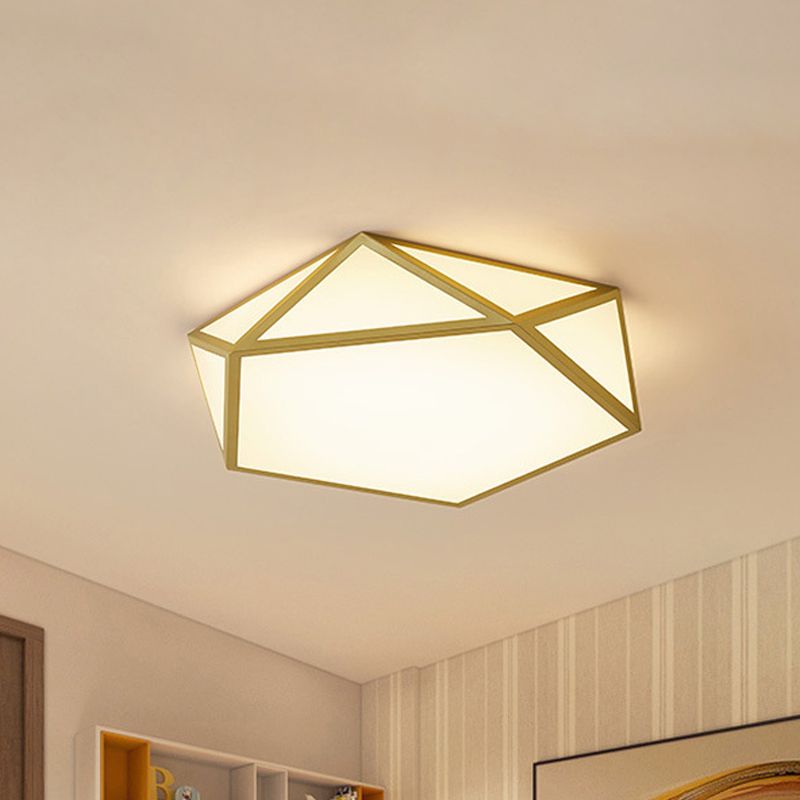 16.5"/20.5" Wide Gold Pentagon Ceiling Light Nordic LED Acrylic Flush Mount Lamp for Bedroom