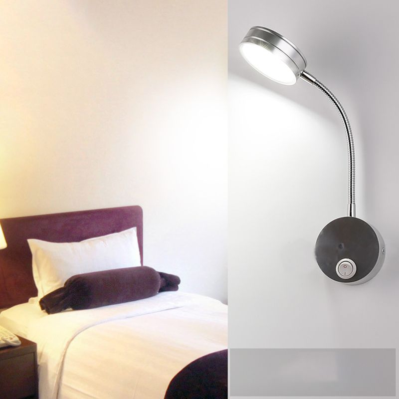 Iluminación de pared de cilindro de metal estilo contemporáneo 1 luces de lectura montadas en la pared ligera