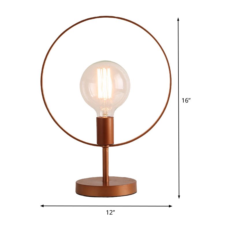 Lampe de bureau circulaire moderniste en métal, lampe de lecture à 1 tête en bordeaux pour étude