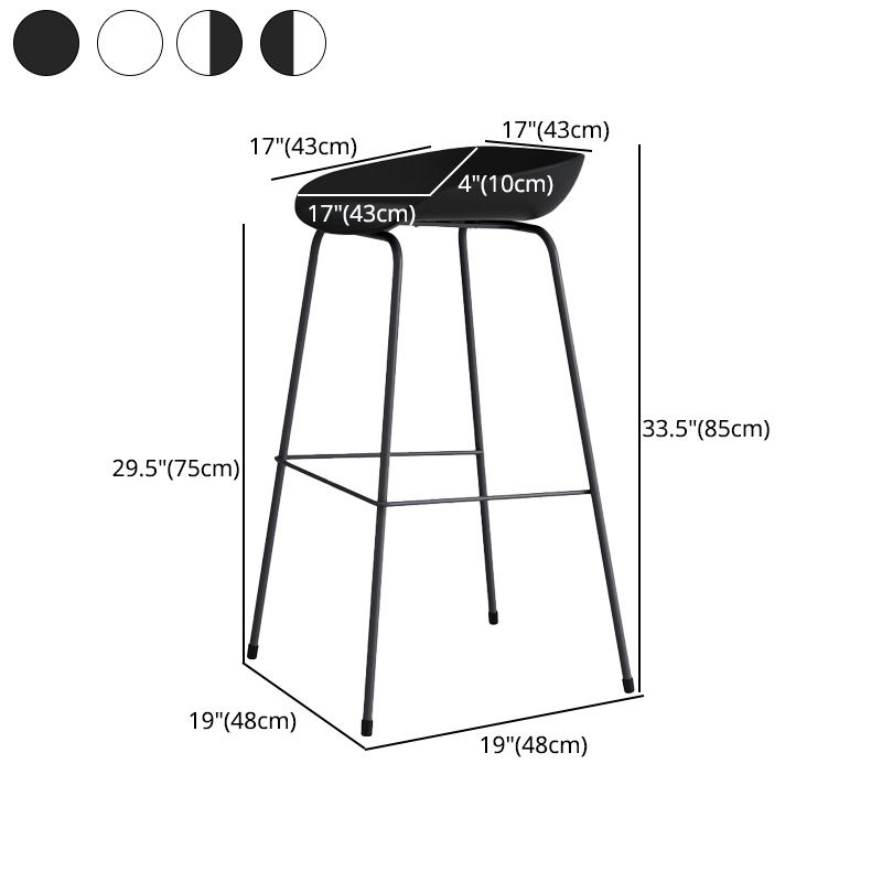 Contemporary Style Bar-stool Plastic Counter Bar Stool with Metal Legs for Kitchen